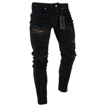Load image into Gallery viewer, Black Stretch Skinny Fit Bottom zipper Jeans Men