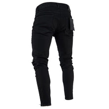 Load image into Gallery viewer, Black Stretch Skinny Fit Bottom zipper Jeans Men