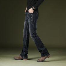Load image into Gallery viewer, Men Vintage Black Grey Blue Flare Jeans