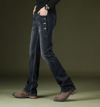 Load image into Gallery viewer, Men Vintage Black Grey Blue Flare Jeans