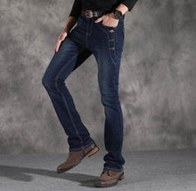 Load image into Gallery viewer, Men Vintage Black Grey Blue Flare Jeans