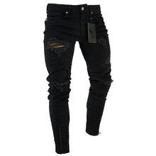 Load image into Gallery viewer, Black Stretch Skinny Fit Bottom zipper Jeans Men