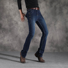 Load image into Gallery viewer, Men Vintage Black Grey Blue Flare Jeans
