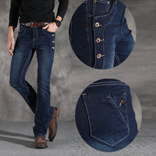 Load image into Gallery viewer, Men Vintage Black Grey Blue Flare Jeans

