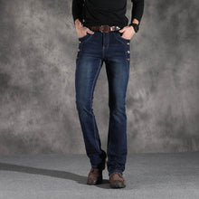 Load image into Gallery viewer, Men Vintage Black Grey Blue Flare Jeans
